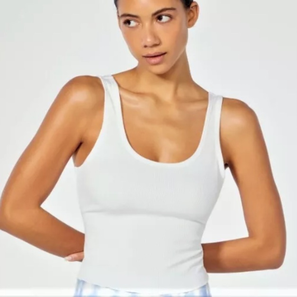Wildfox Sweat Stacie Ribbed Crop Tank Top Lettuce Edge HemWhite